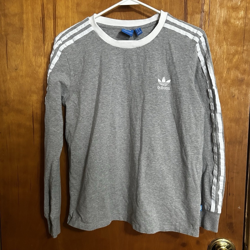 Adidas Girls‎ long sleeve pullover, Grey White, Size M